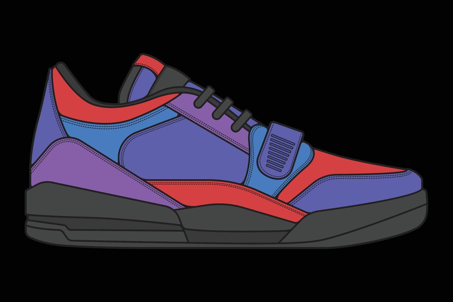 zapatos de zapatillas vectoriales para entrenamiento, ilustración vectorial de zapatos para correr. calzado deportivo a todo color. vector