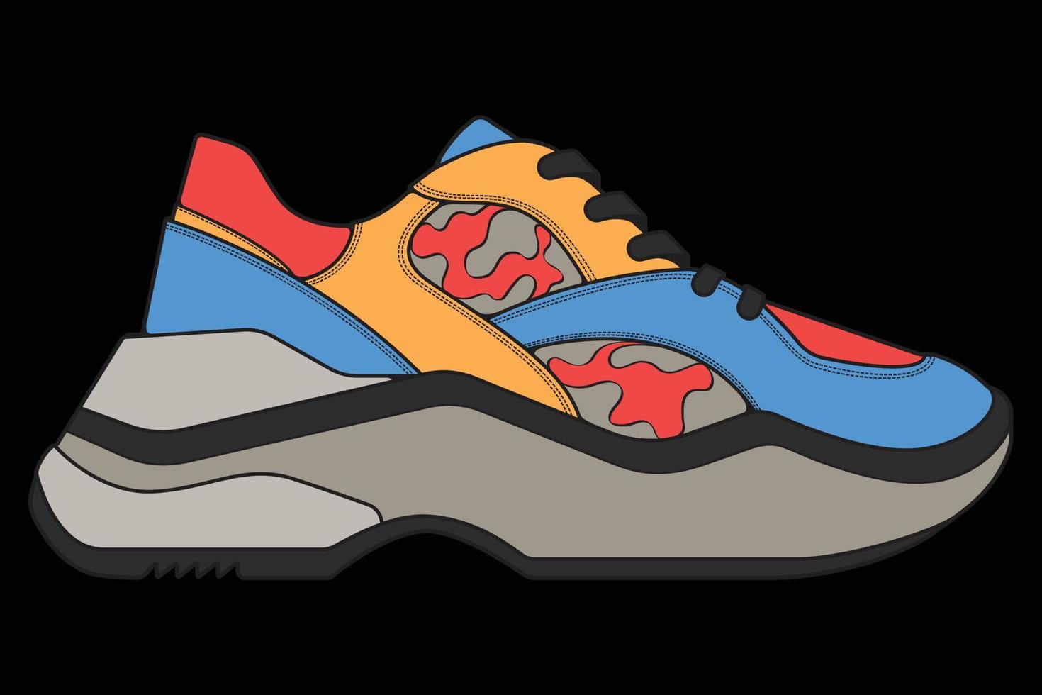 zapatos de zapatillas vectoriales para entrenamiento, ilustración vectorial de zapatos para correr. calzado deportivo a todo color. vector