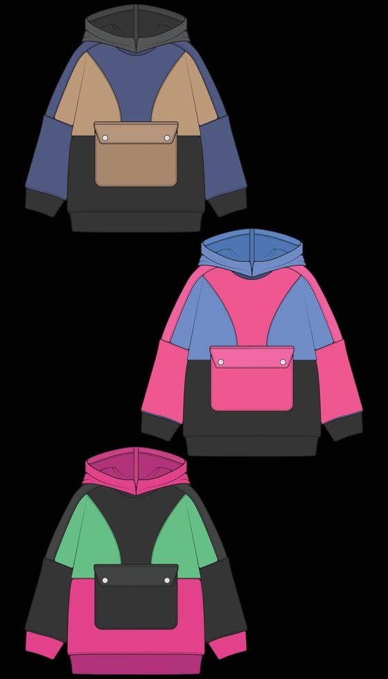 hoodie oversize isolated on the black background. vector