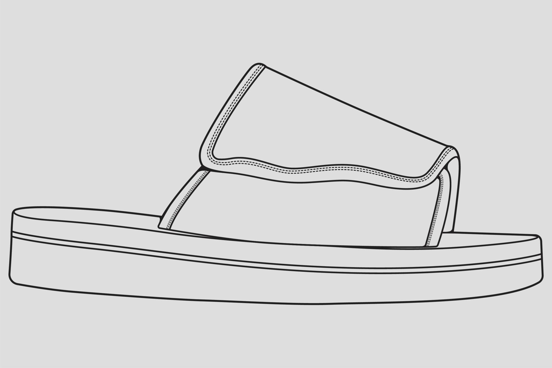strap sandals outline drawing vector strap sandals in a sketch style 