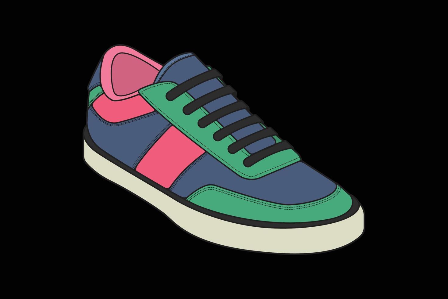 Vector sneakers shoes for training, running shoe vector illustration. Sport shoes color full.