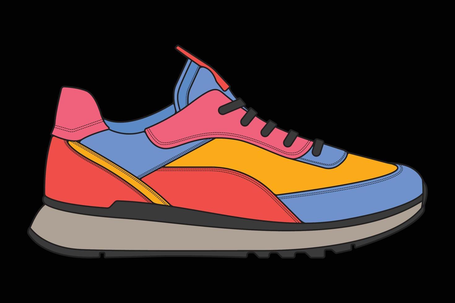 zapatos de zapatillas vectoriales para entrenamiento, ilustración vectorial de zapatos para correr. calzado deportivo a todo color. vector