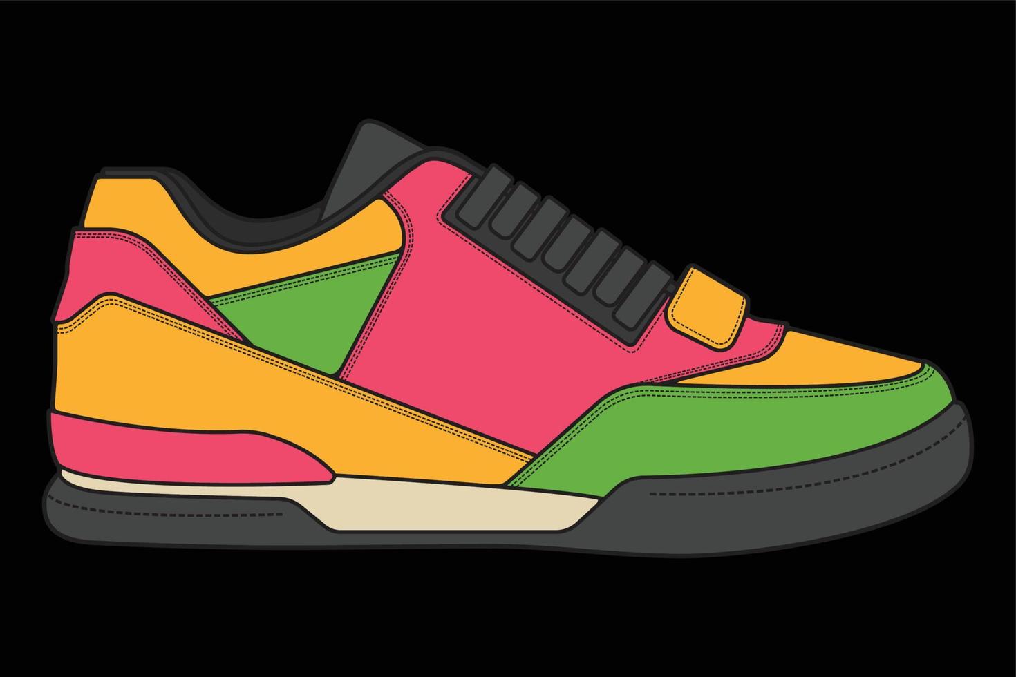 Vector sneakers shoes for training, running shoe vector illustration. Sport shoes color full.