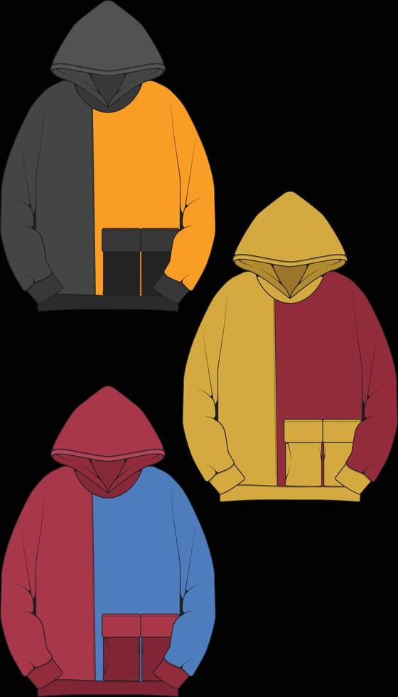 hoodie oversize isolated on the black background. vector