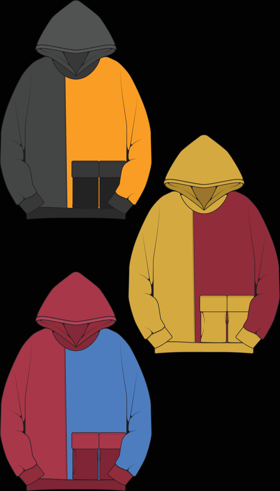 hoodie oversize isolated on the black background. 7725313 Vector Art at