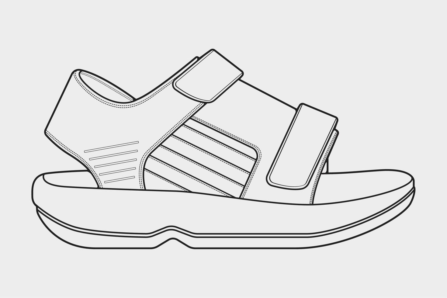 strap sandals outline drawing vector, strap sandals in a sketch style ...