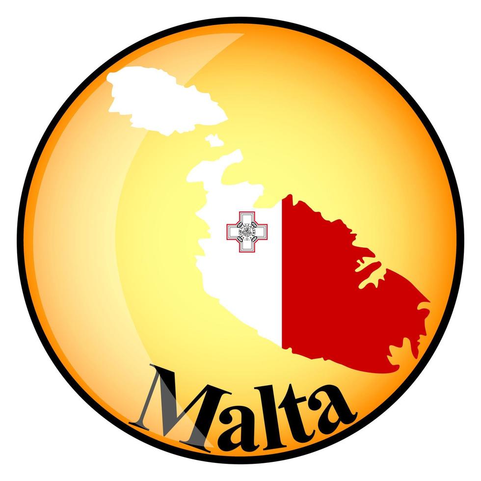 botón naranja con los mapas de imagen de malta vector