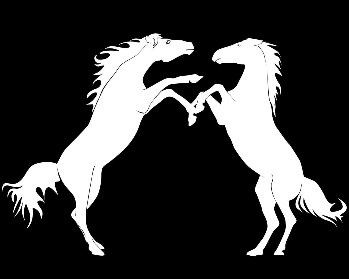 siluetas blancas de dos caballos vector