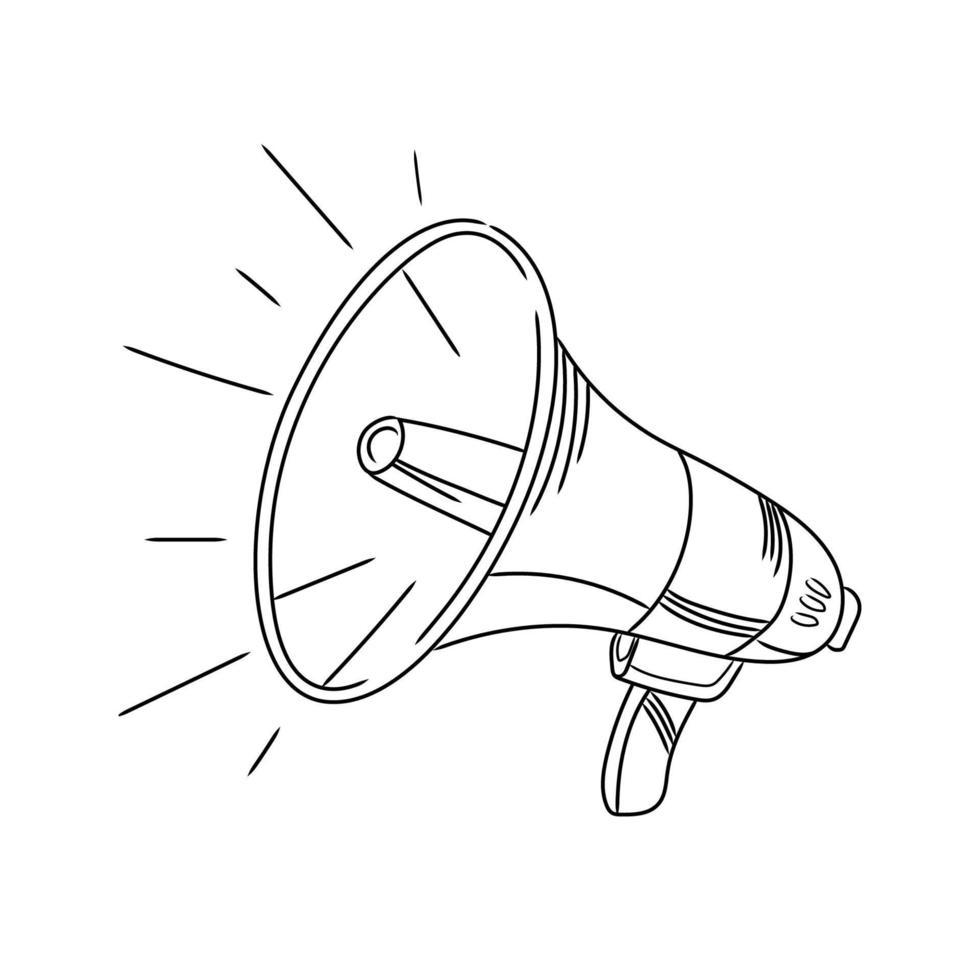 Line art Megaphone illustration on white backdrop. Business vector icon. Vector logo,attention concept. great design for any purposes.