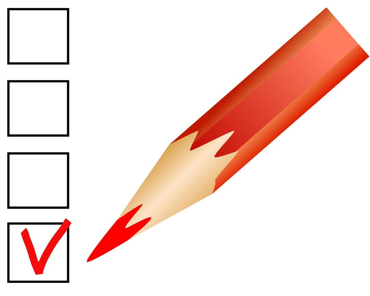 red pencil ticking a cell vector