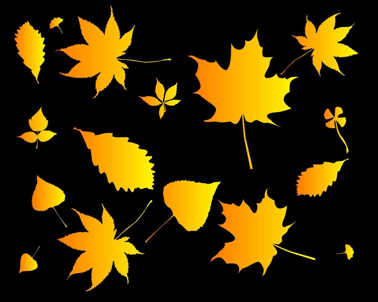 Orange silhouettes of leaves vector