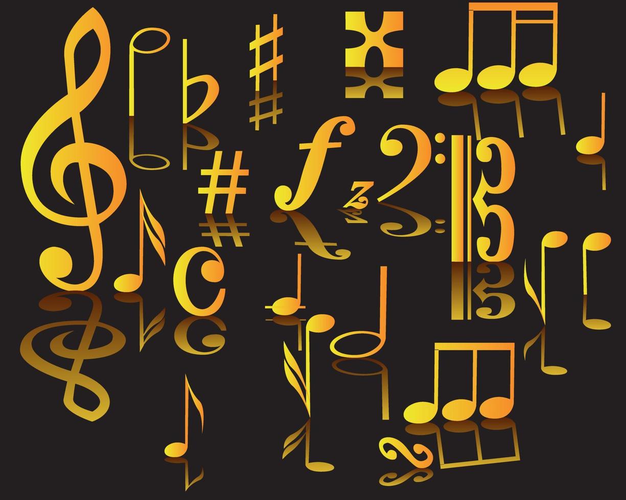 musical signs on a black background vector