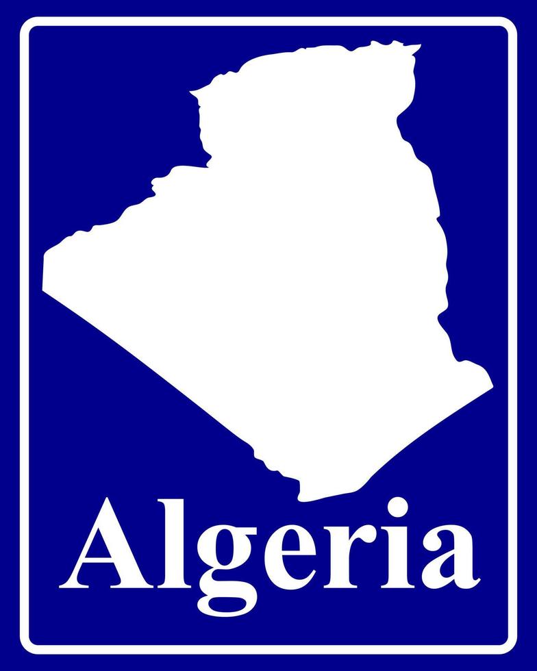 firmar como un mapa de silueta blanca de Argelia vector