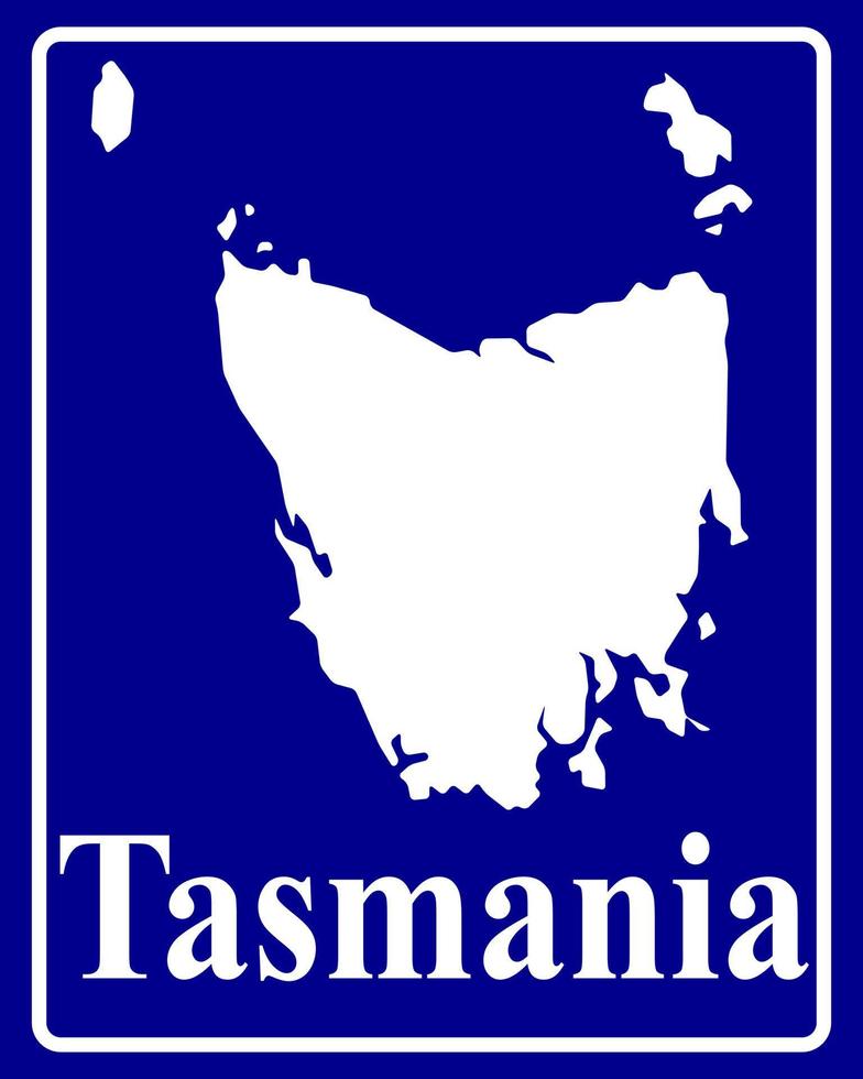 sign as a white silhouette map of Tasmania vector