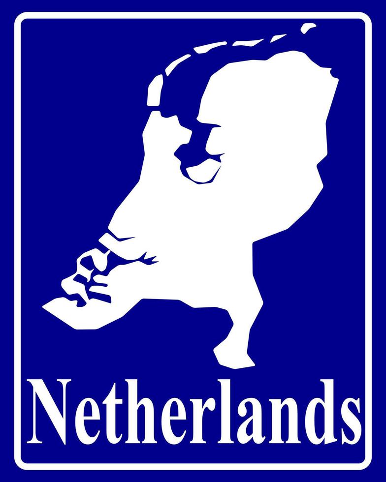 sign as a white silhouette map of Netherlands vector