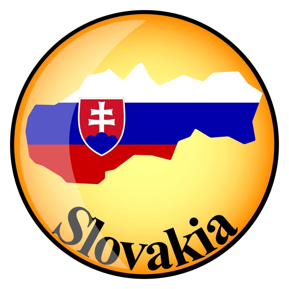 orange button with the image maps of Slovakia vector