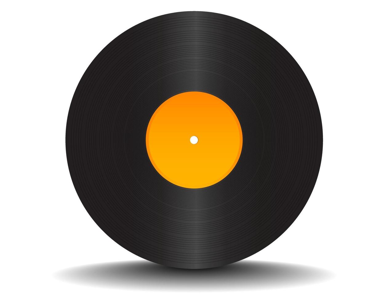 black vinyl record on white background vector