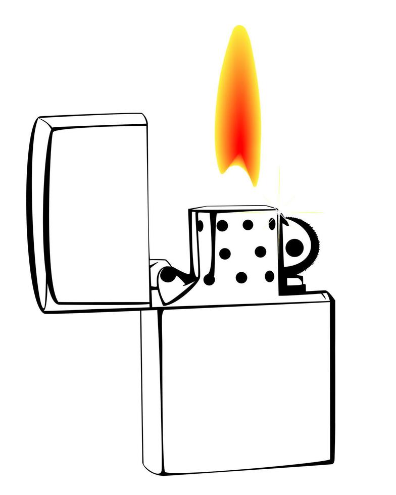 burning gasoline lighter on a white background vector