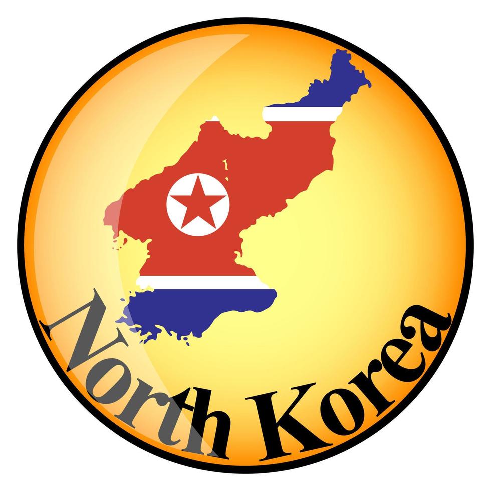 orange button with the image maps of North Korea vector