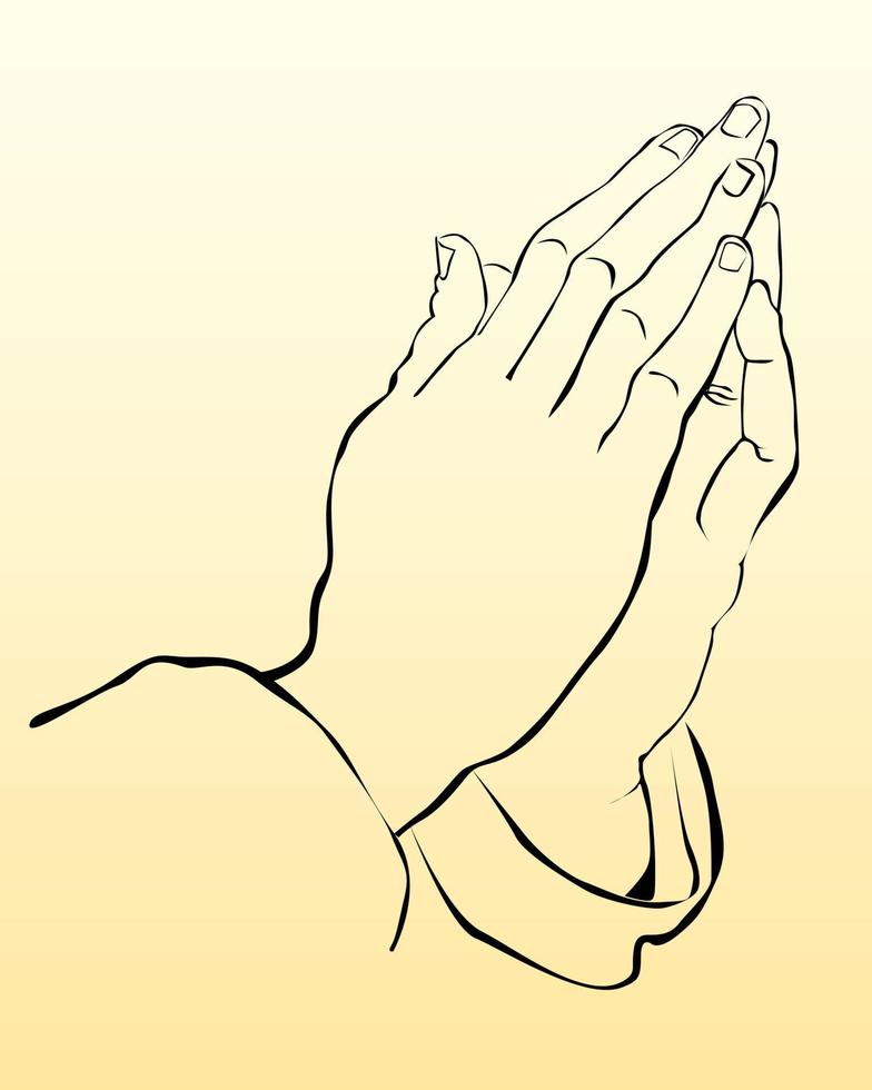 praying hands on a yellow background vector