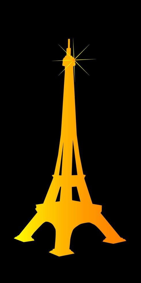 torre eiffel color dorado con una lentejuela vector
