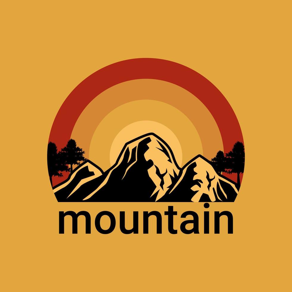 Mountain hill landscape logo sign drawing vector illustration