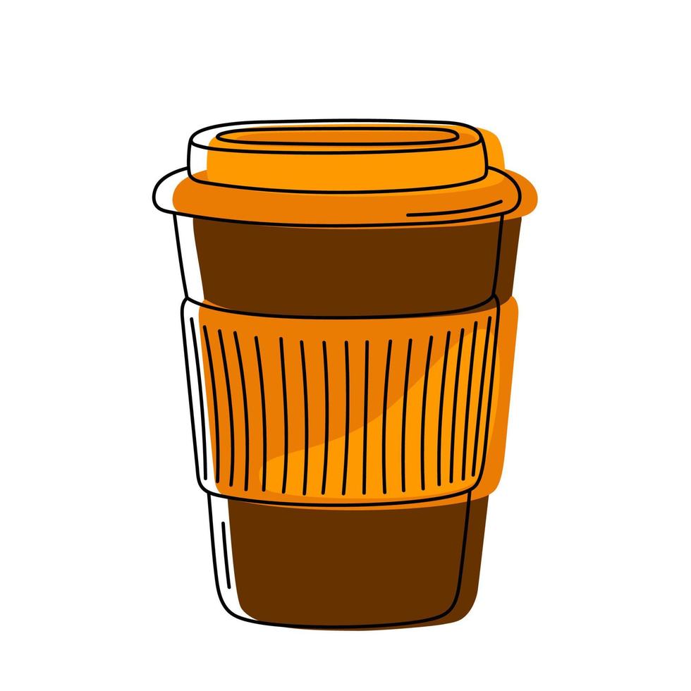 Hand drawn paper coffee cup to take away. vector