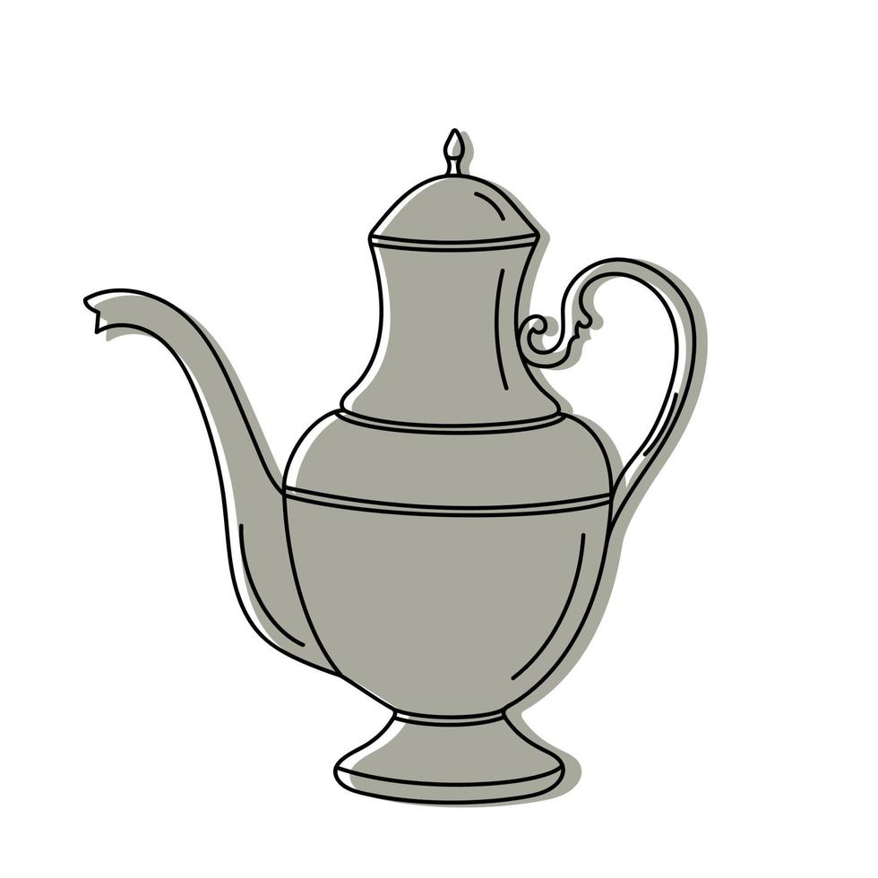 Hand drawn vintage kettle. vector