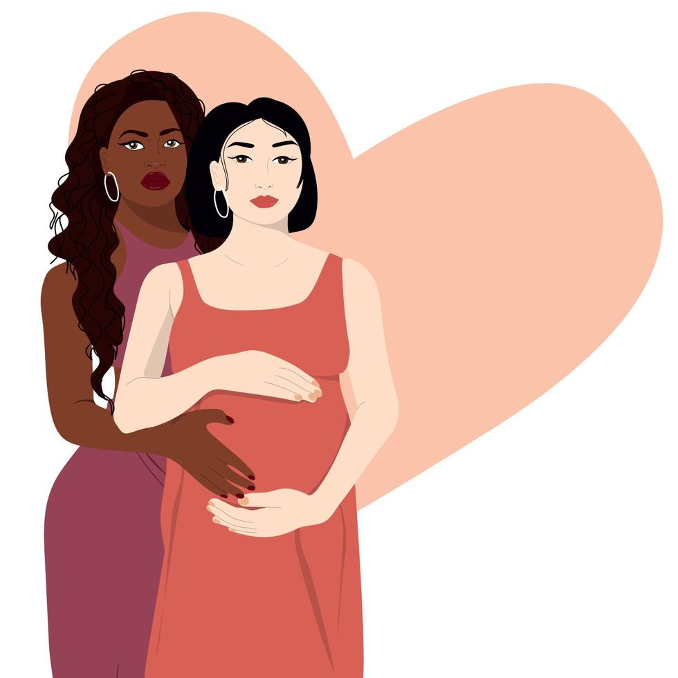 Pregnant lesbian couple vector