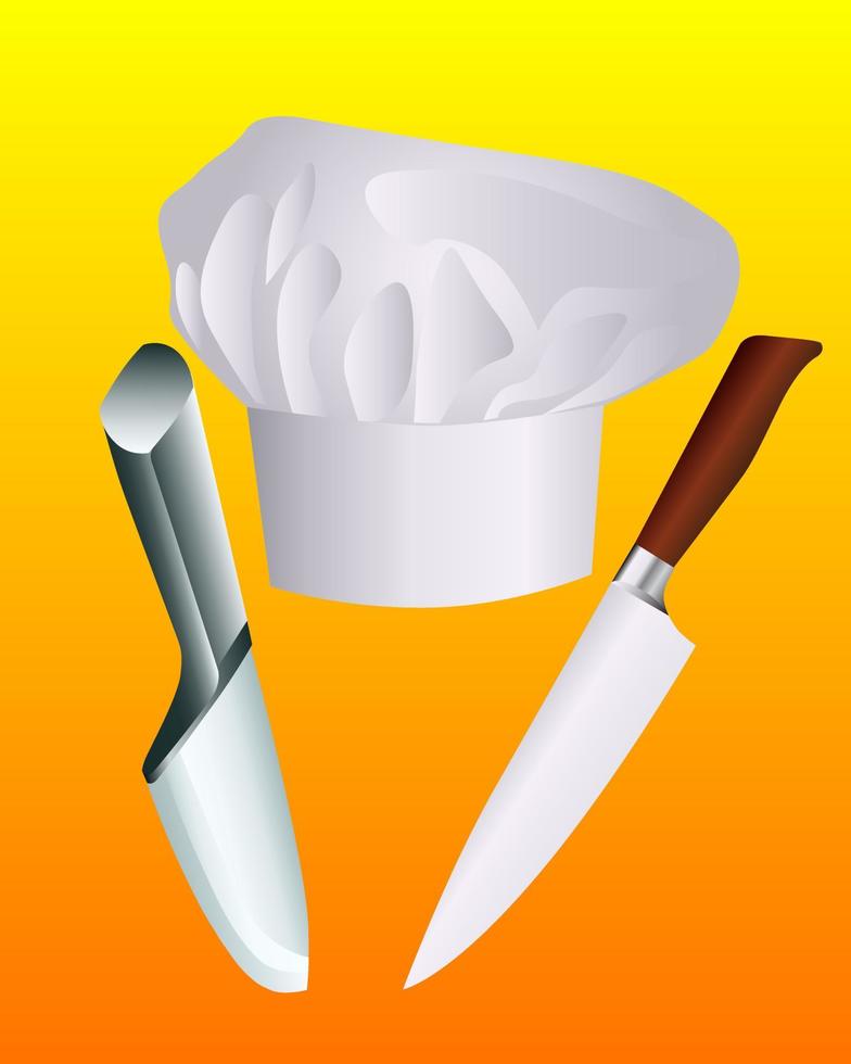 chef's hat with two knives 7725673 Vector Art at Vecteezy