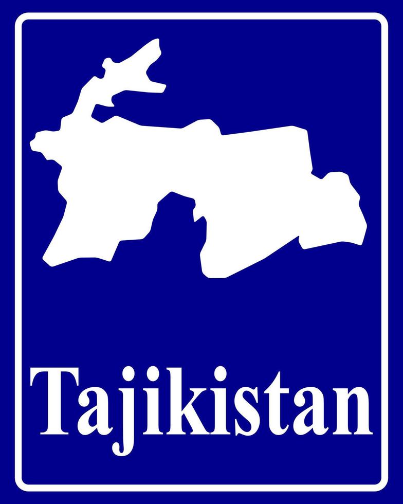 sign as a white silhouette map of Tajikistan vector