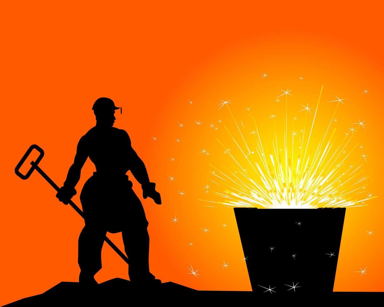 black silhouette of a steelworker vector