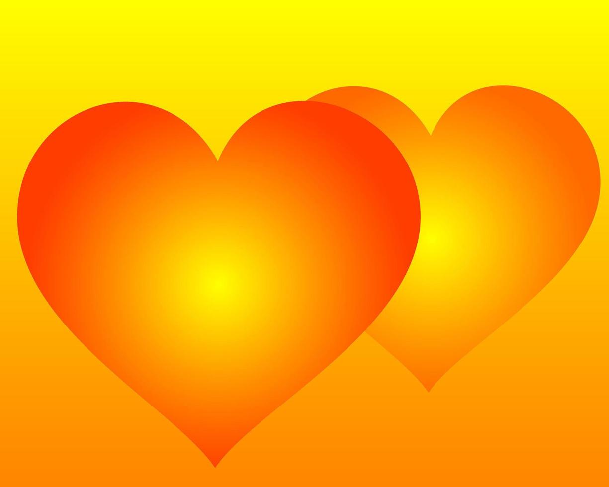 two hearts on an orange background vector