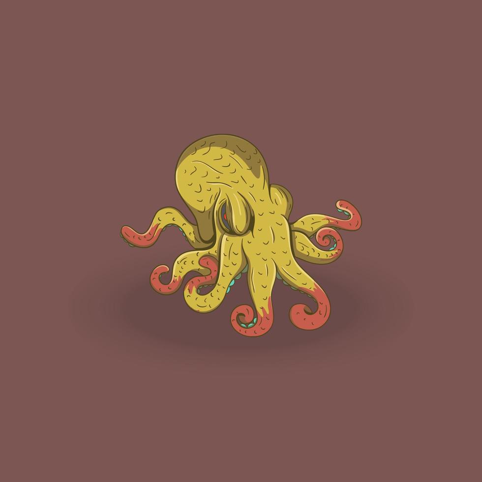 vector de ilustración de pulpo. ilustración vectorial grabada para camiseta, pegatina, mascota, personaje de dibujos animados o personaje nft