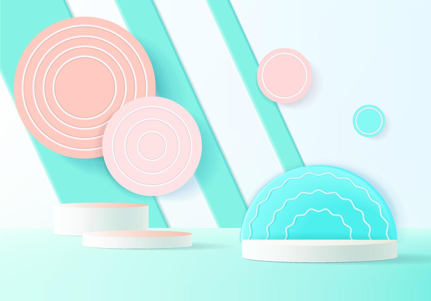 3d podium on pastel background abstract geometric shapes for kids product display vector