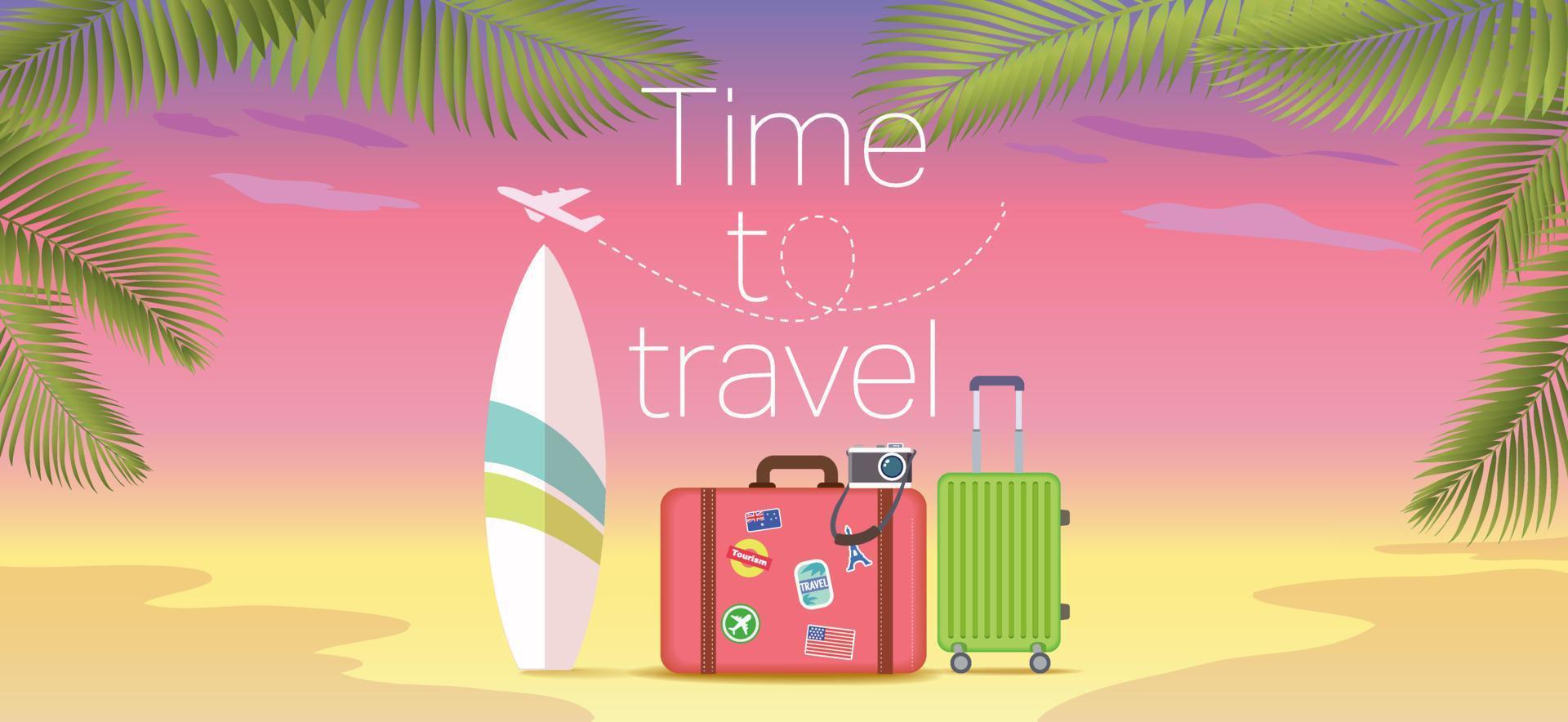 Travel concept vector illustration in flat style design. Vacation background