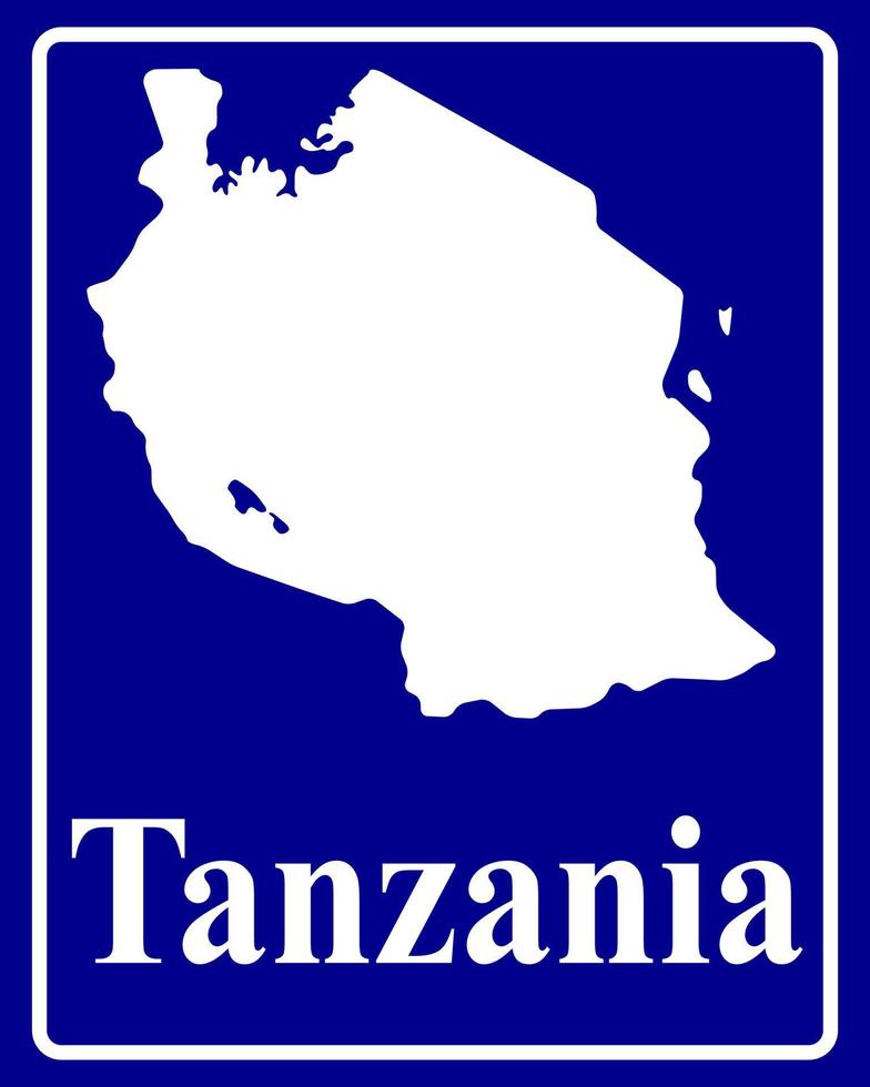 firmar como un mapa de silueta blanca de tanzania vector