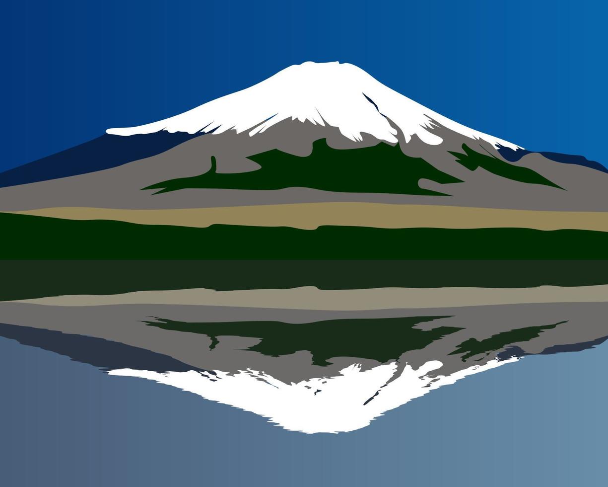 the sacred mountain of Fuji in the background of blue sky vector