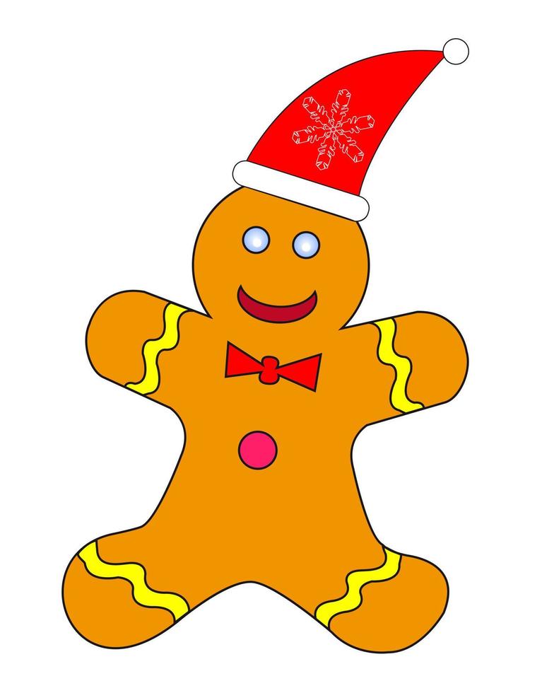 drawing Christmas gingerbread with red hood over white background vector