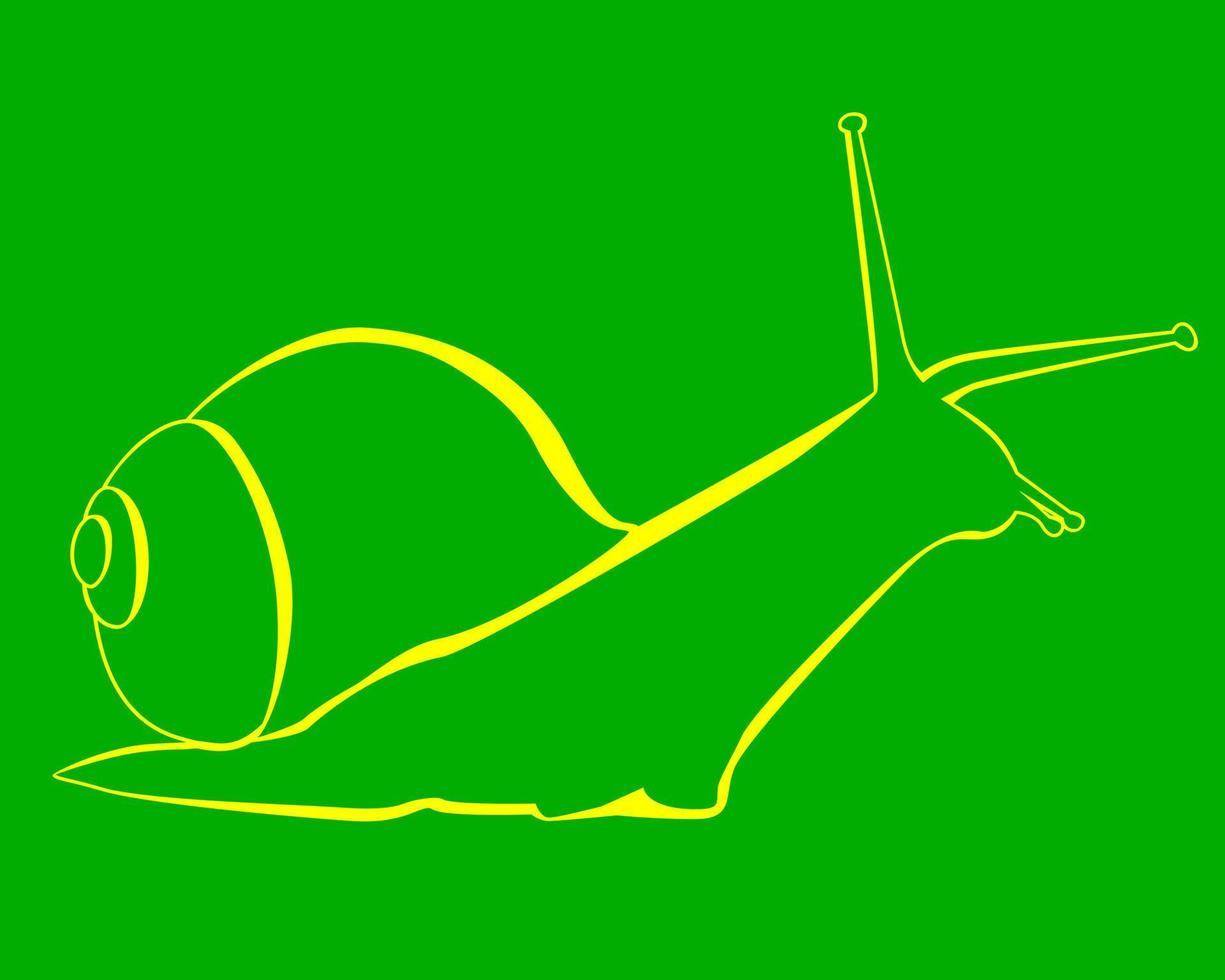 caracol de imagen amarilla sobre un fondo verde vector