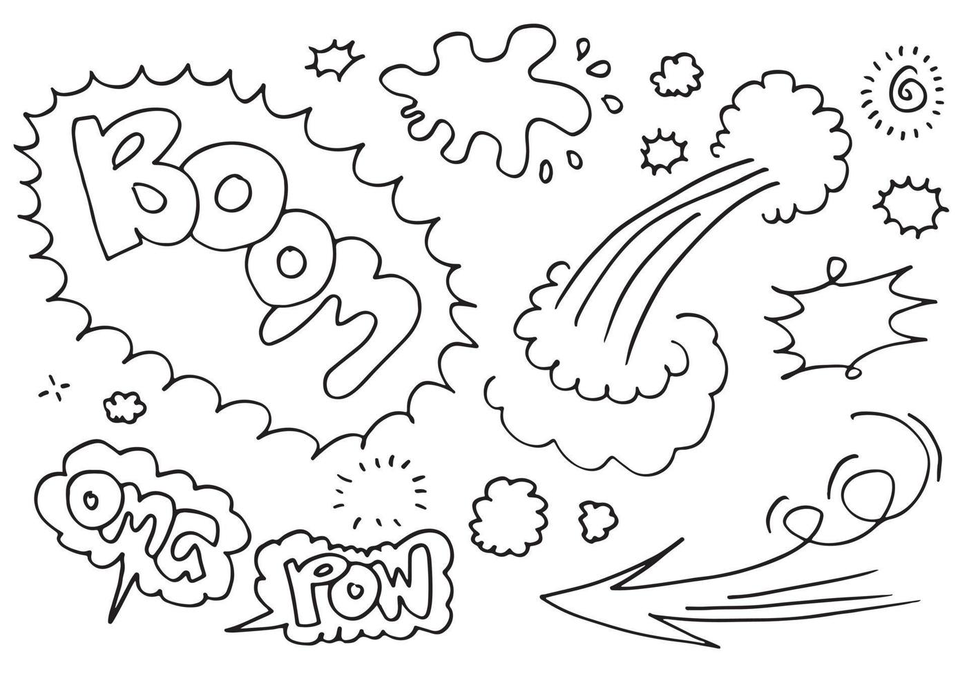 Hand drawn comic doodles on white background. vector