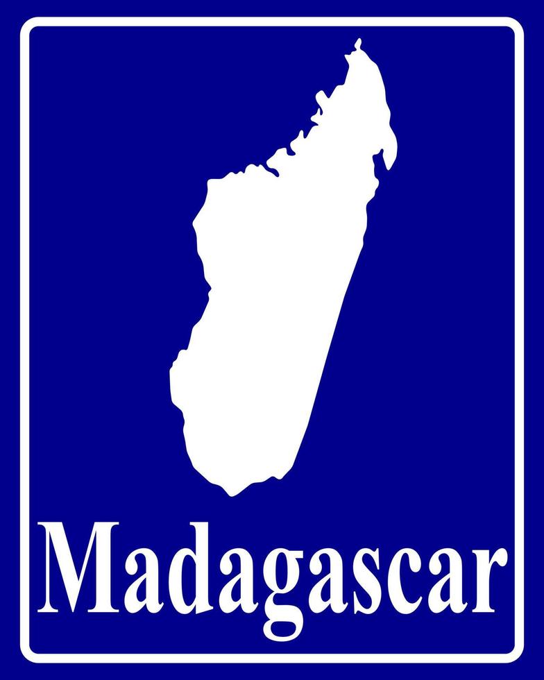 firmar como un mapa de silueta blanca de madagascar vector