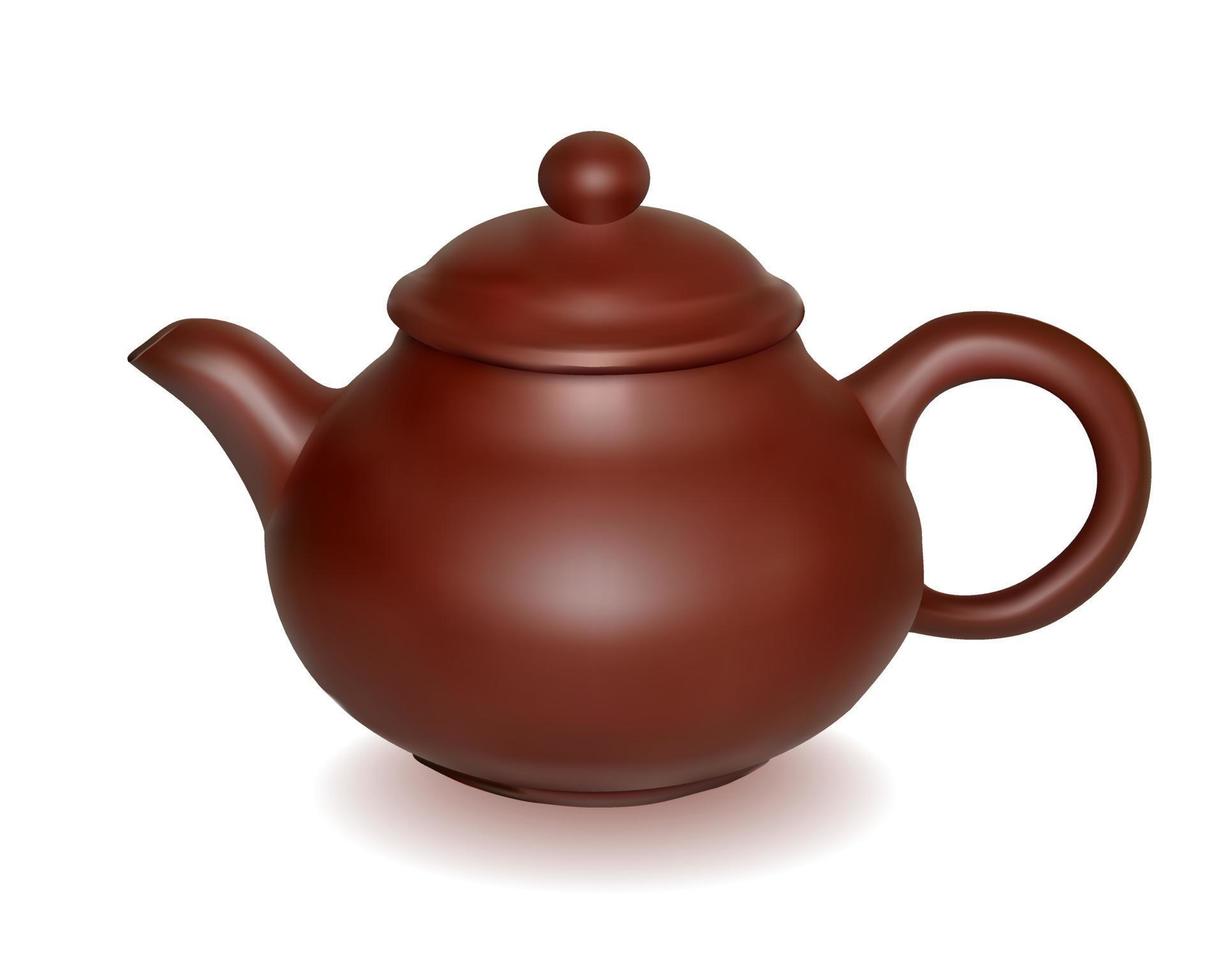 Clay brewing teapot vector