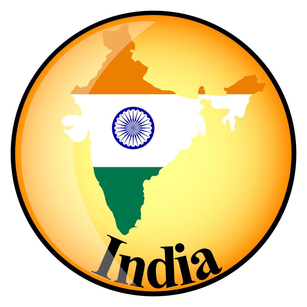 orange button with the image maps of India vector