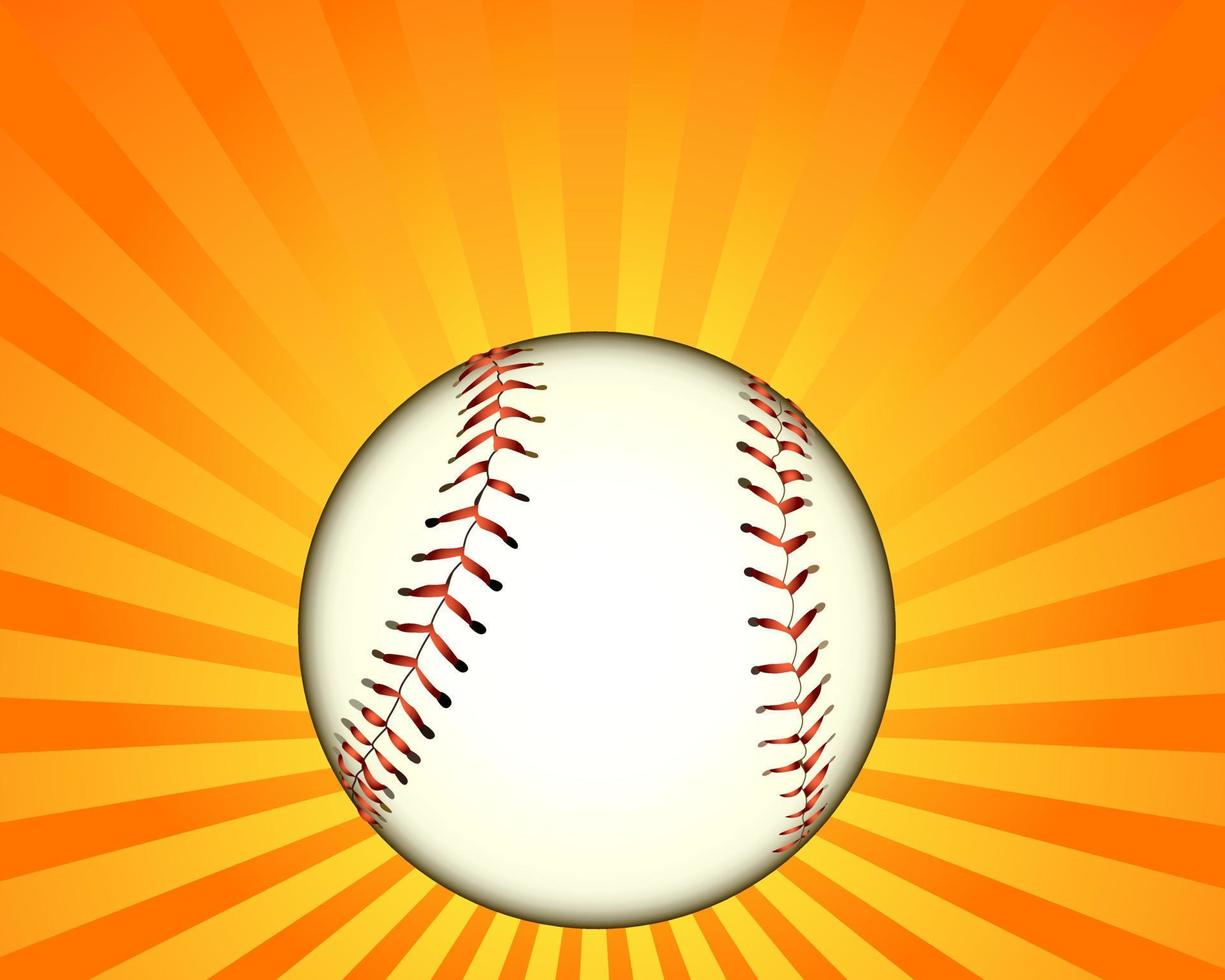 pelota de béisbol sobre un fondo naranja radiante vector