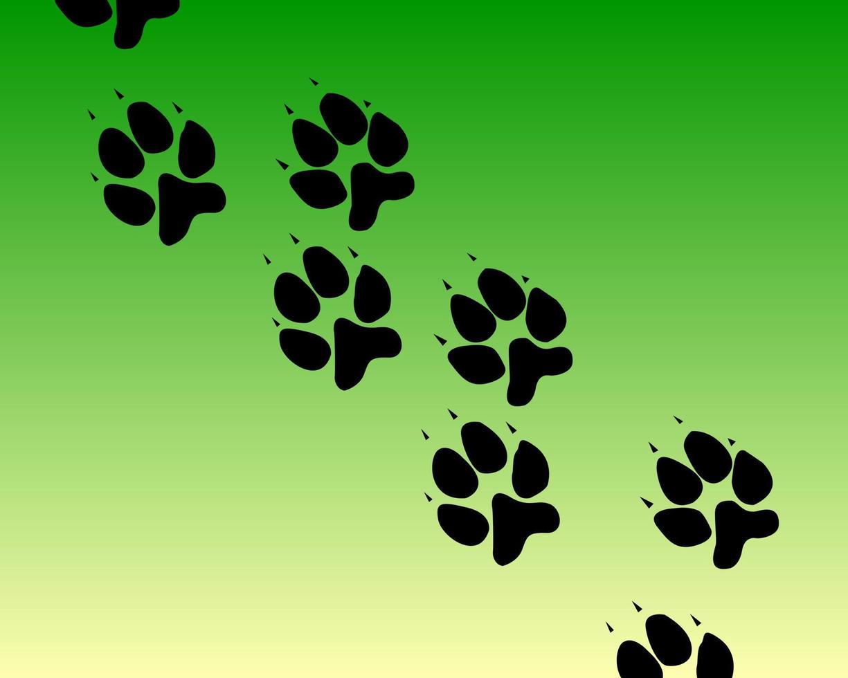 huellas del animal sobre un fondo verde vector