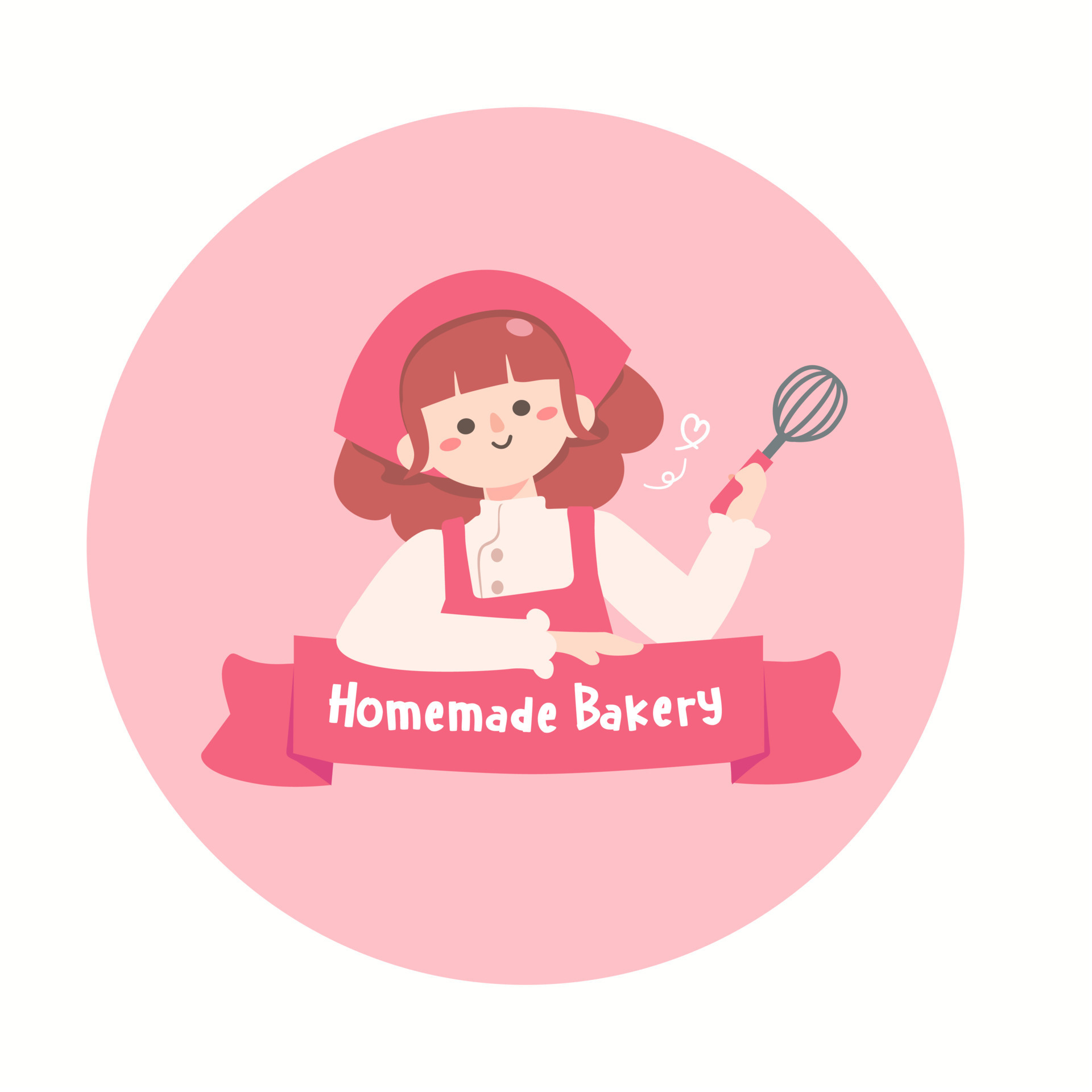 Cute girl wear pink arpon.Young woman cooking.homemade bakery