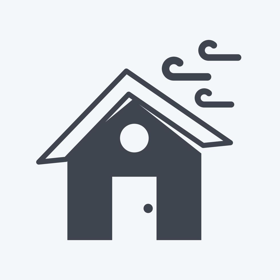 Icon Winds Hitting House. suitable for disasters symbol vector