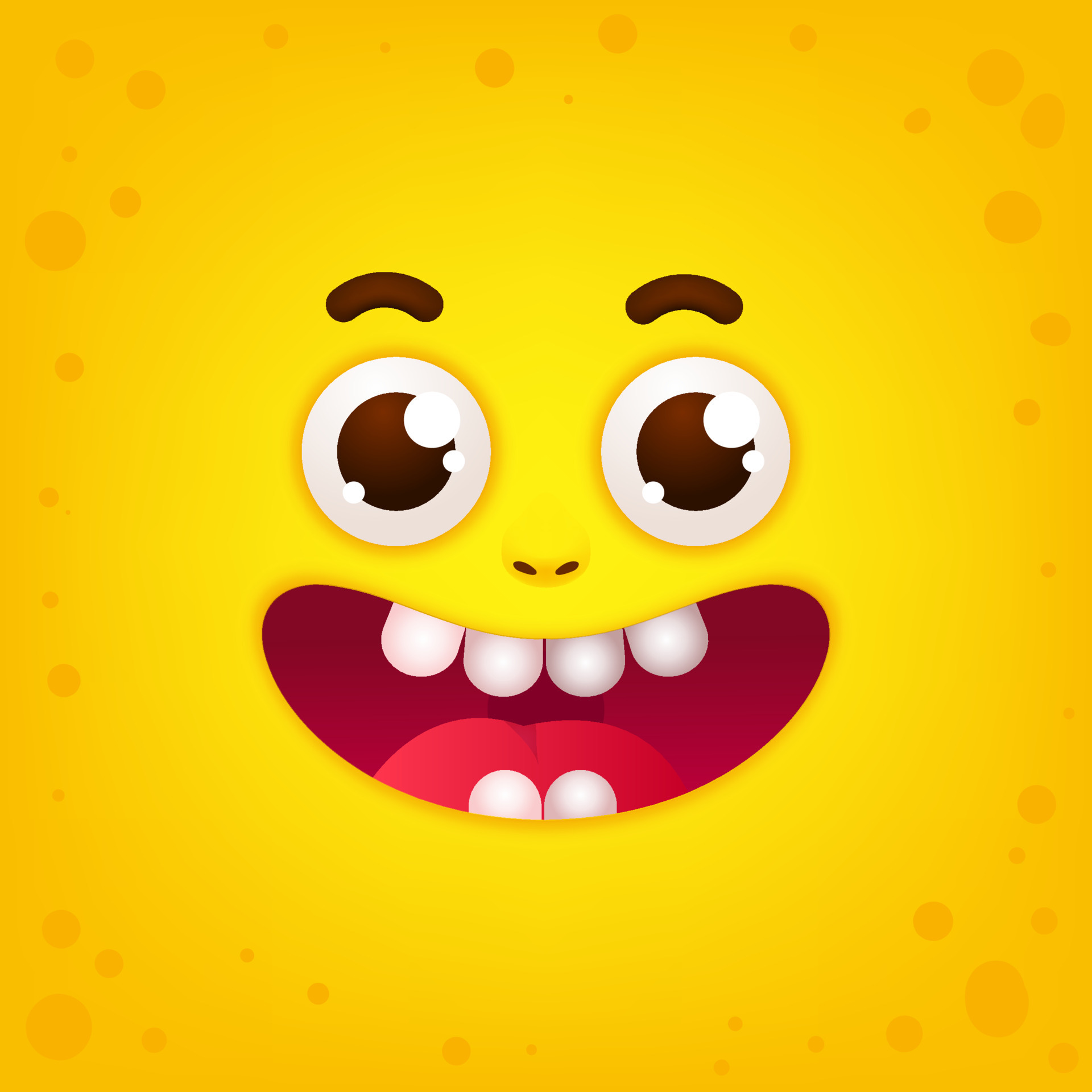 Funny cartoon face. Yellow monster smiley face illustration. Cute funny  emotions with big eyes 7726132 Vector Art at Vecteezy