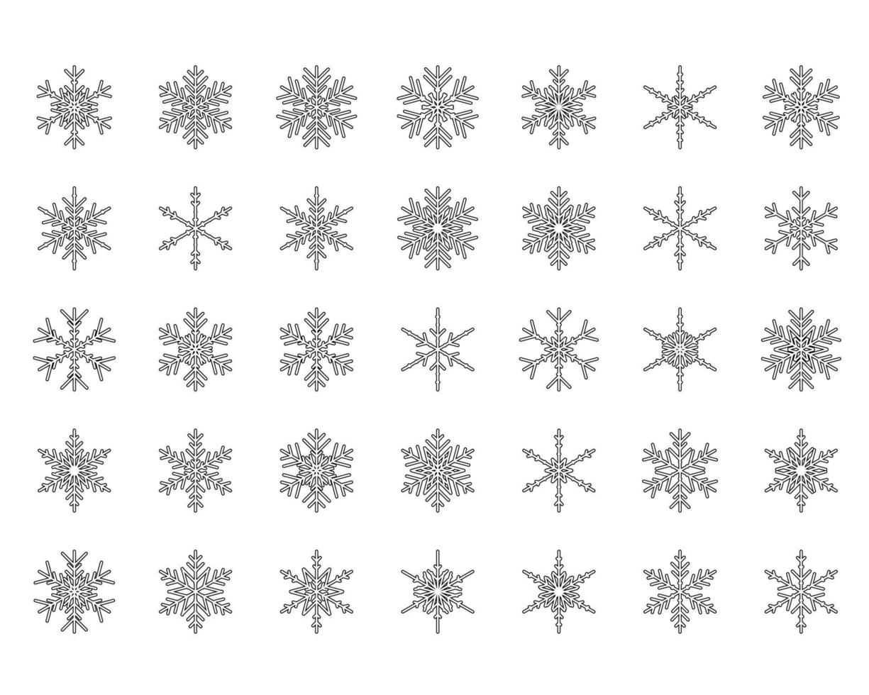 conjunto de vectores de diferentes copos de nieve navidad año nuevo iconos web